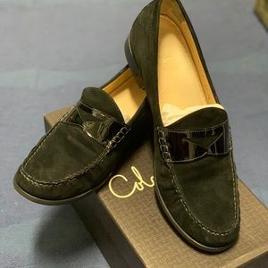 Used Black suede Cole Haan Penny loafers